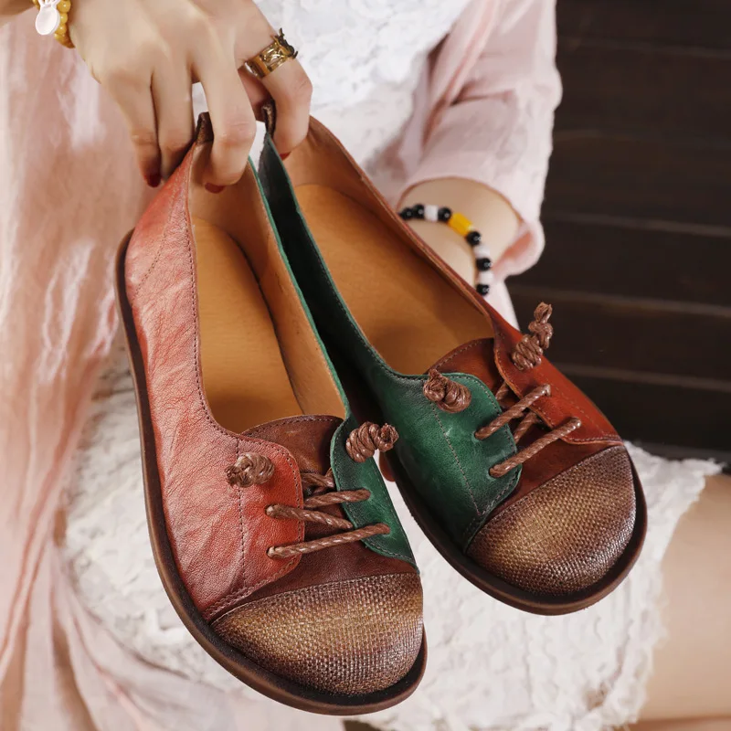 Женские кожаные туфли VALLU оригинальные повседневные на мягкой подошве с