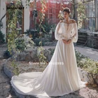 Женское свадебное платье It's yiiya, белое шифоновое платье с пышными рукавами, открытыми плечами и жемчужинами на лето 2019