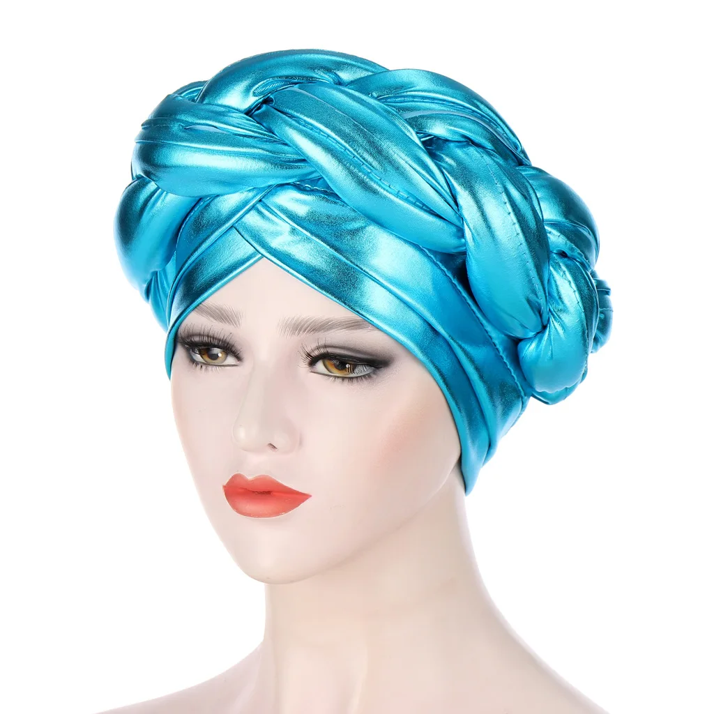 

New Female Turban Caps Cross Ready to Wear Headscarf Bonnet Arab Head Wraps African Women Braid Turbans Auto Gele Headties