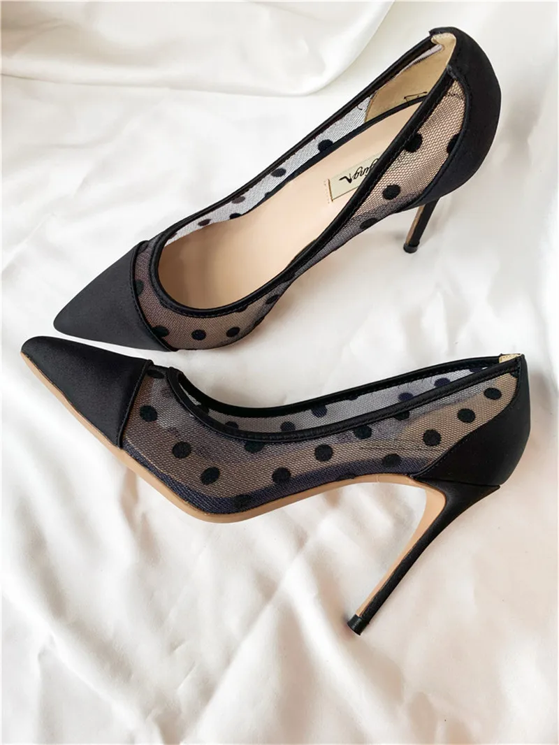 

Free shipping fashion women pumps black satin lace pointy toe high heels stiletto heels stripper shoes Designer pumps 12cm 10cm