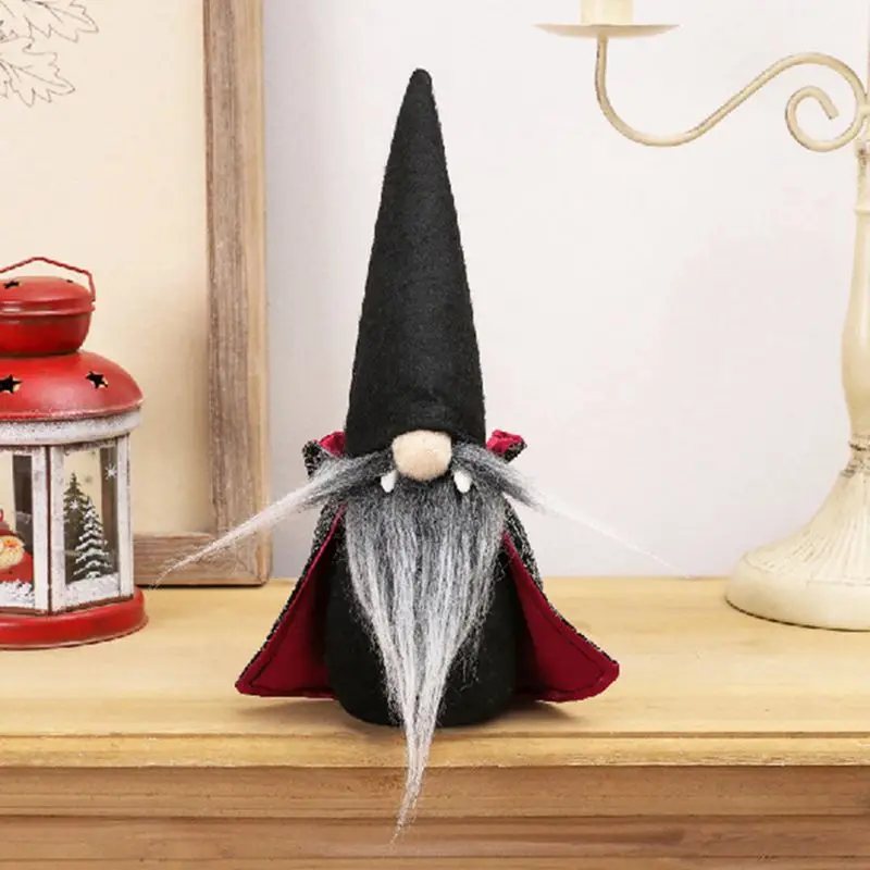 

Halloween Decoration Dwarf Faceless Doll Table Decoration Gift Black Witch Cloak Hat Halloween Decor