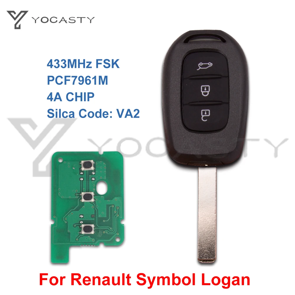 

YOCASTY Remote Car Key Fob For Renault Symbol Trafic Dacia Duster Logan Sandero 2012 2014 2015 2016 PCF7961M VA2
