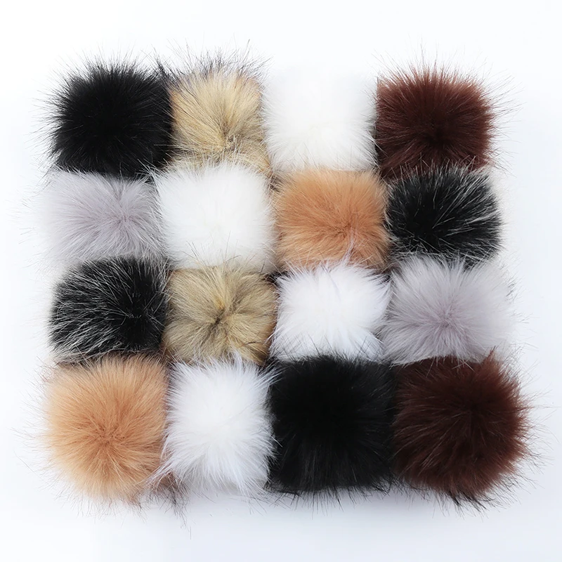 

DIY Luxury Fur PomPom 8cm Natural Fox Hairball Hat Ball Pom Pom Handmade Really Large Hair Ball Wholesale Hat With Buckle