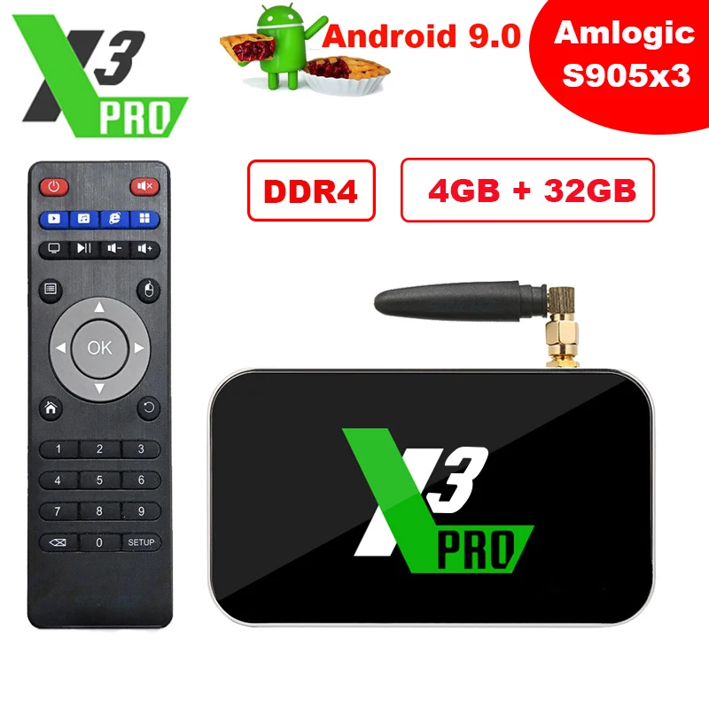 ТВ приставка X3 Cube Amlogic S905X3 на базе Android 9 0 2 Гб DDR4 16 ГБ Pro 4 32 Plus 64 смарт медиаплеер Wi Fi