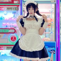 adult women maid cosplay costume japanese kawaii anime lolita bow maid apron uniform carnival party black white dress for girls