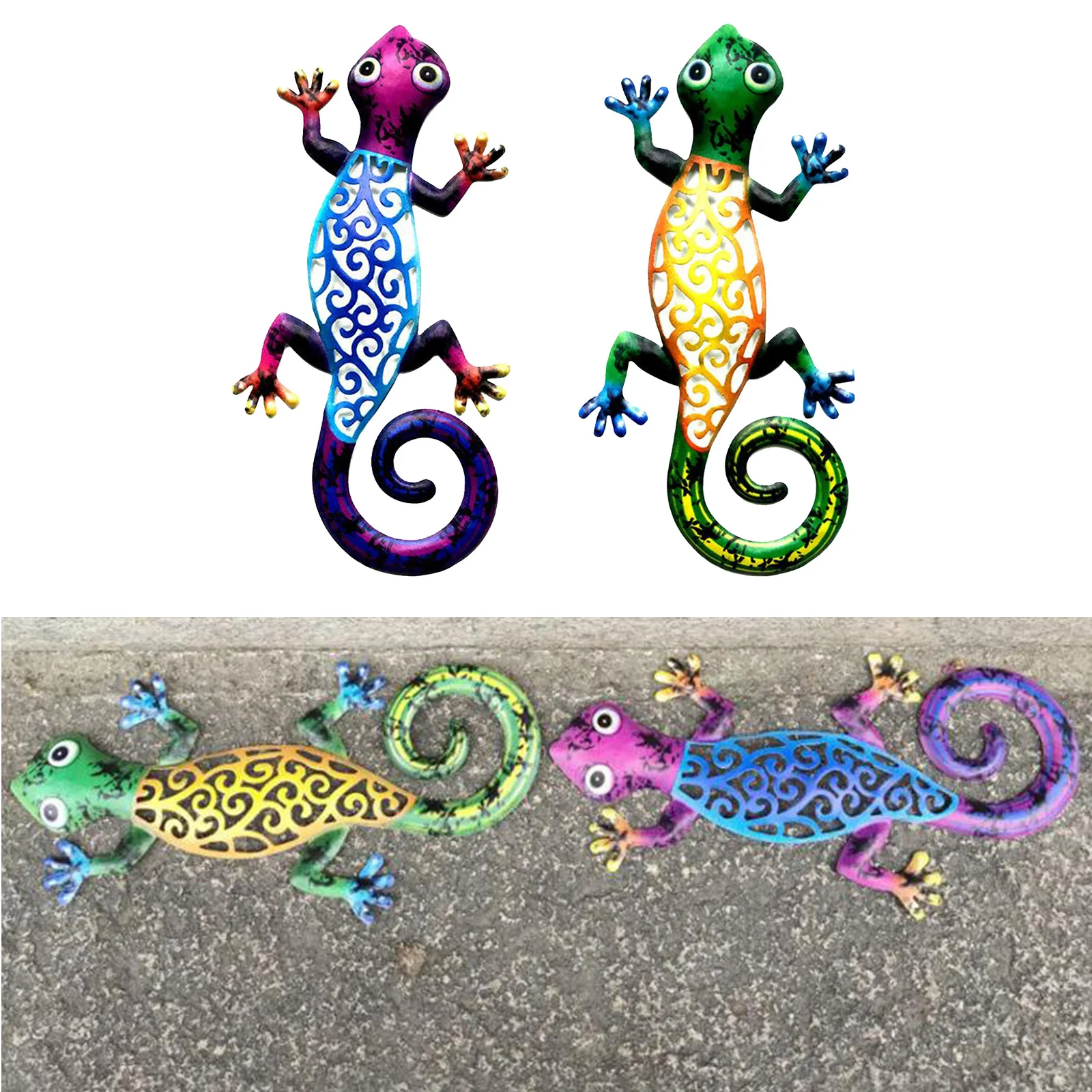 Металлический Gecko наружный Настенный декор садовый настенный подвесной