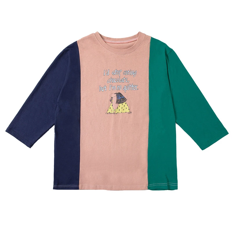 

Girls Long-sleeve T-shirts 2020 Autumn New Children's Color Matching Bottoming Shirt Loose T-shirt