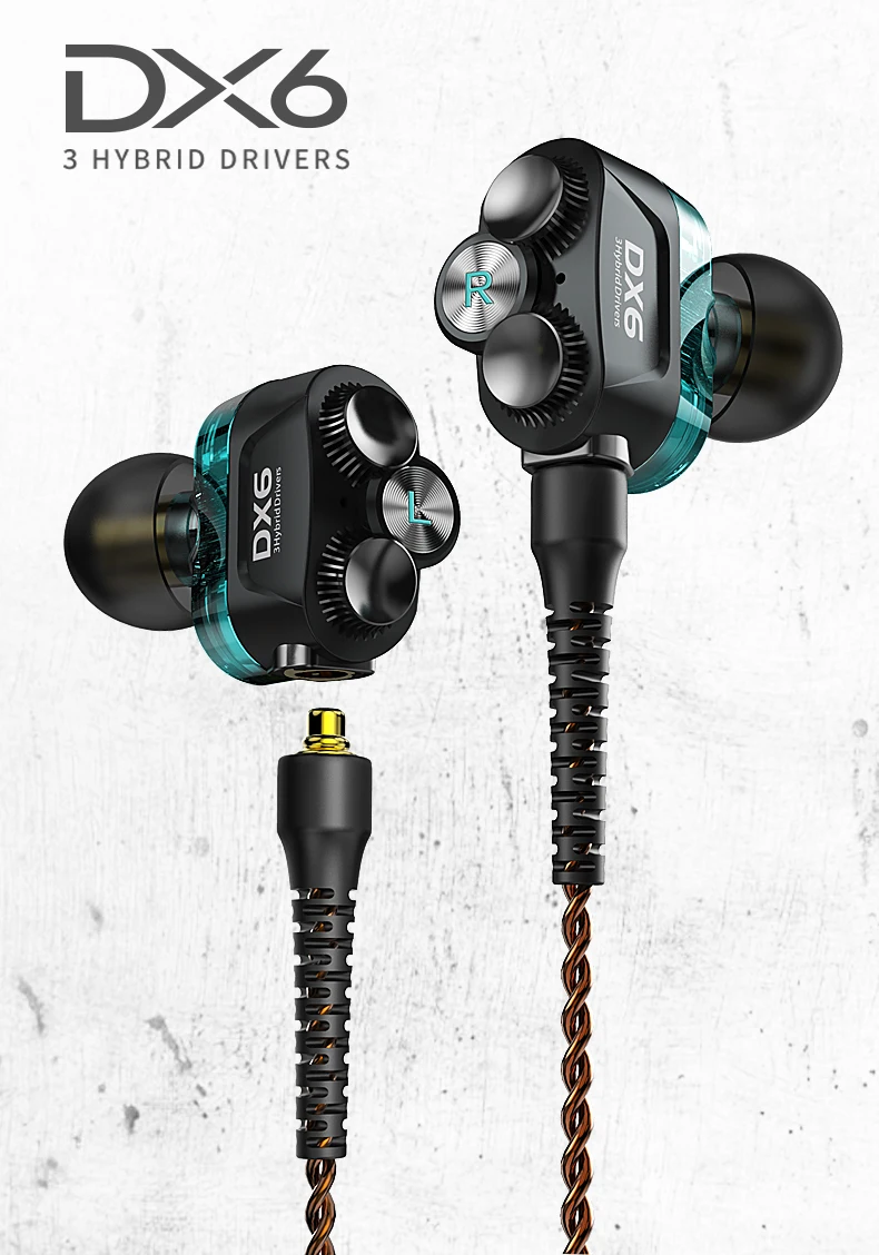 Plextone DX6 bluetooth наушники три единицы 3,5 мм наушники-вкладыши спортивные стерео Бас HIFI Проводная гарнитура с кабель MMCX для Xiaomi