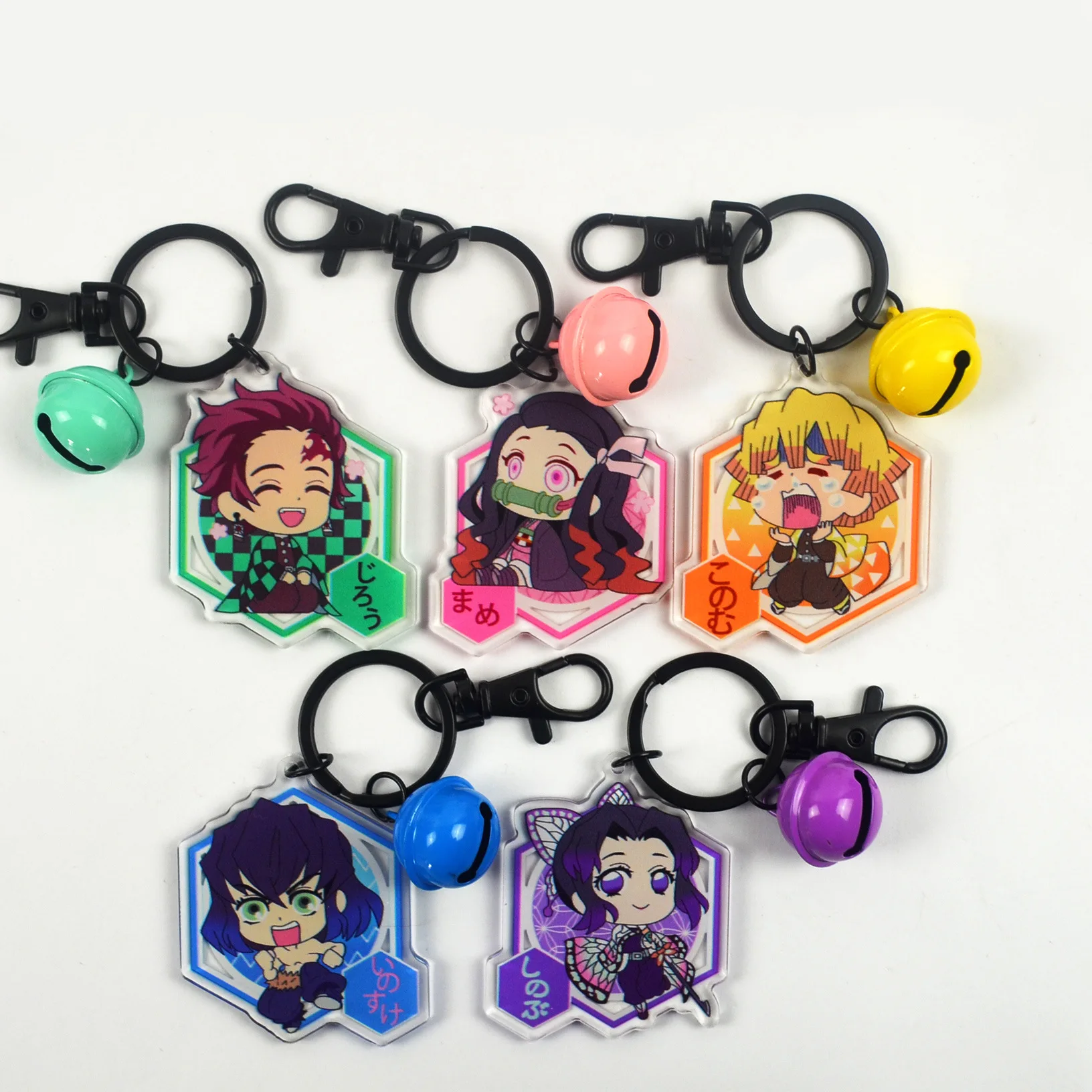 

Anime Demon Slayer Acrylic Keychain Cute Brinco Blade Of Ghost Key Chain Kamado Tanjirou Cosplay Pompom Keyring Pendant