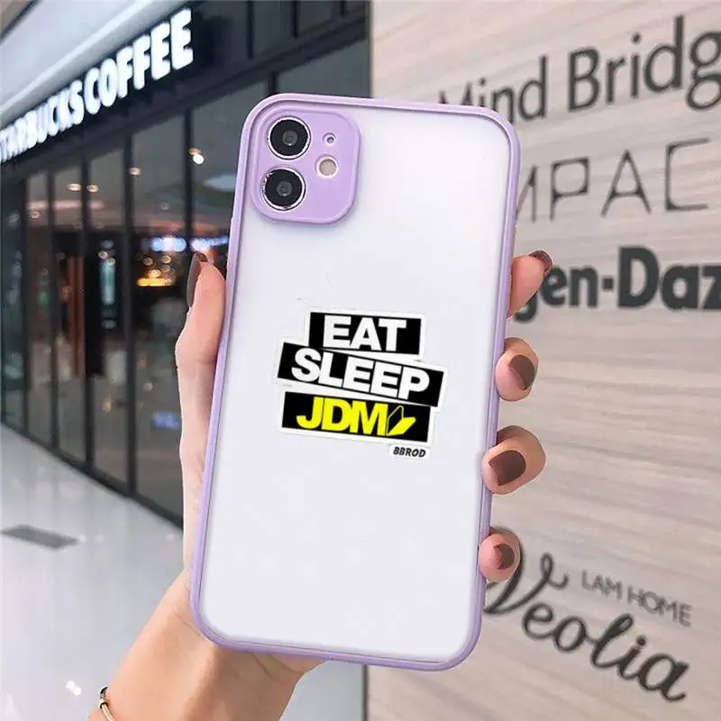 

sports car jdm drift Phone Case purple matte transparent For iPhone 7 8 x xs xr 11 12 pro plus max mini Clear Funda