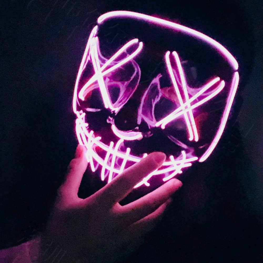 

HOT Funny EL Luminous Horror Face Mouth Women Men Cosplay Grimace Masks Masquerade Ball Party Adult Children Halloween Xmas Mask