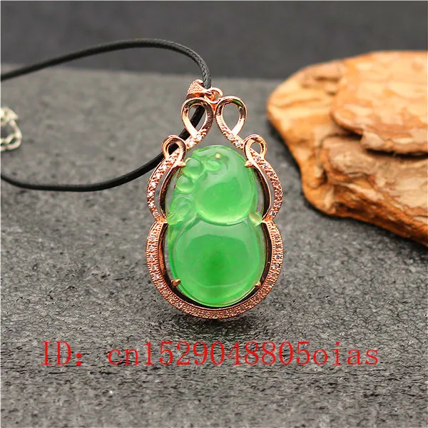 

Natural Green Hetian Jade Gourd Pendant 925 Silver Necklace Chinese Emerald Amulet Fashion Charm Jewelry Gifts for Women Her