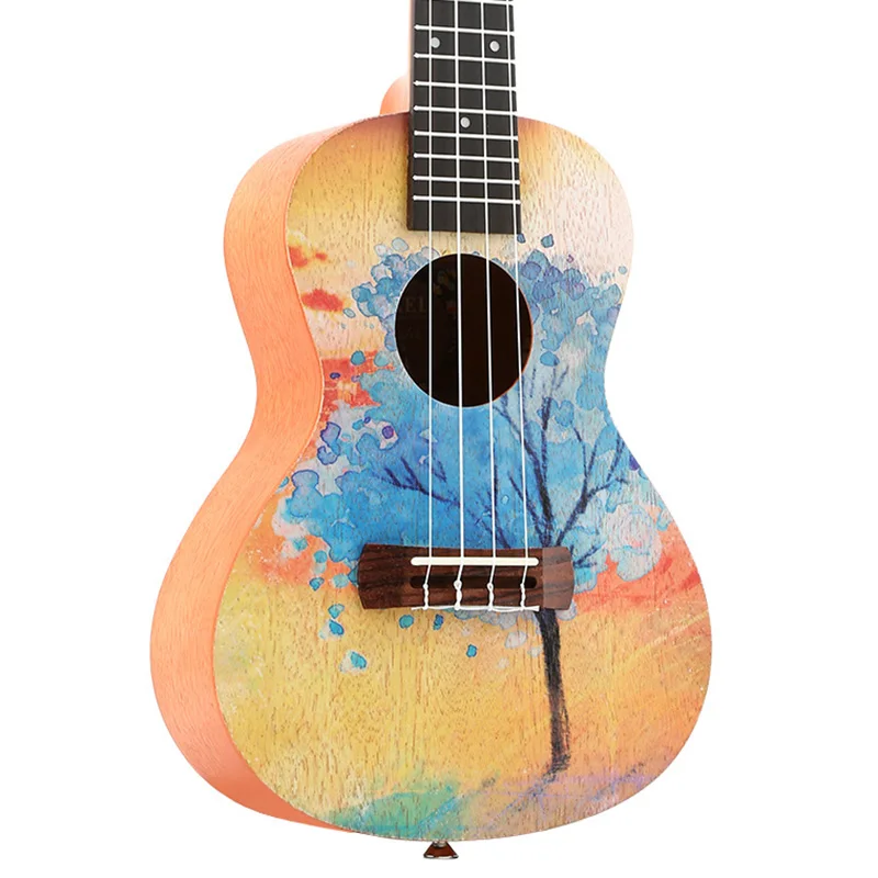 

YAEL 23 Inch Ukulele Mahogany Concert Ukelele 23inch Hawaiian Tree Painted Pattern 4 Strings Small Guitar Guitarra Musical Instr