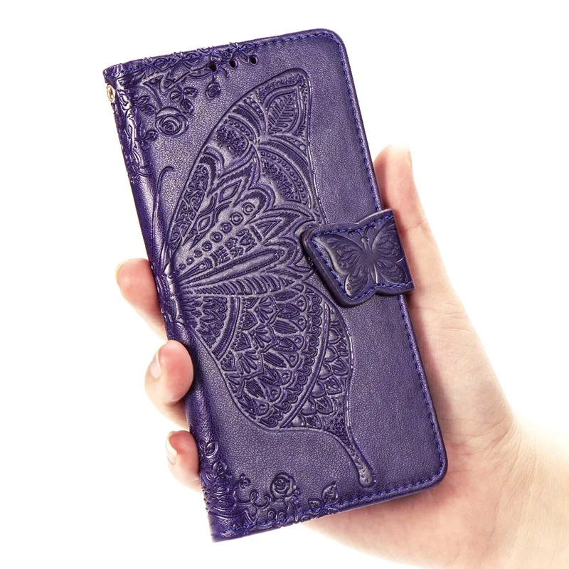 butterfly purple Чехол-книжка с подставкой для Redmi Note 7, чехол для Redmi 7, силиконовый кожаный чехол-бумажник для Xiaomi Redmi Note 7 8 Pro Redmi 7A 6A Go K20, чехол - Цвет: butterfly purple