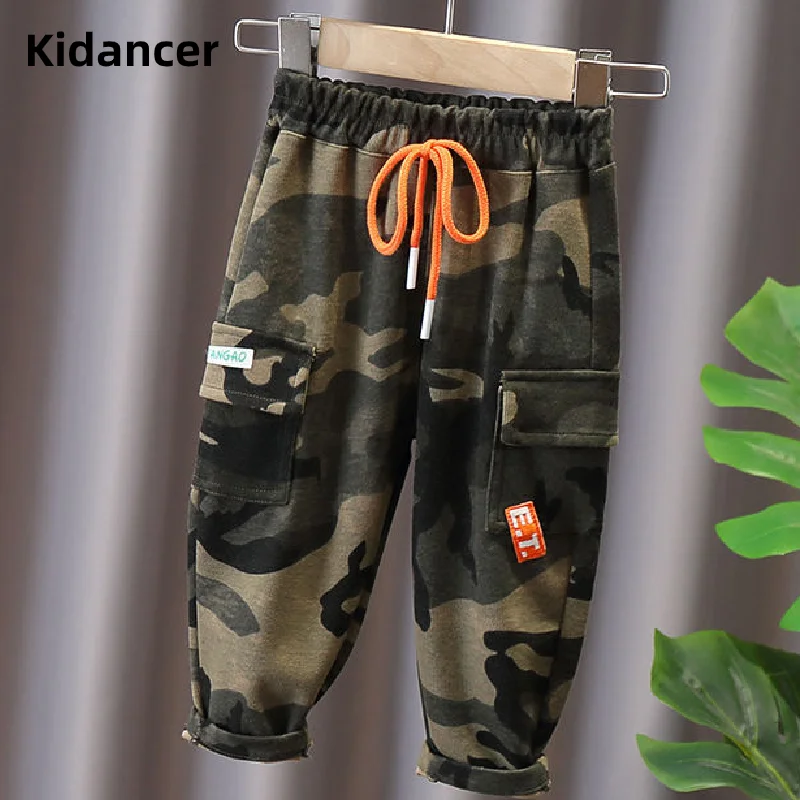 Осенняя одежда для мальчиков Брюки девочек детей хлопок Военная Униформа модные