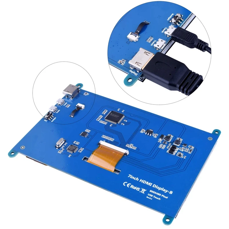 7 дюймов емкостный сенсорный экран Пресс ЖК-дисплей Дисплей для Raspberry Pi 3B/3B + Экран