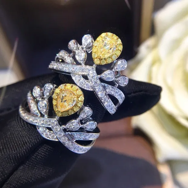 Кольцо с натуральным бриллиантом 18K золото чистое красивое кольцо драгоценными