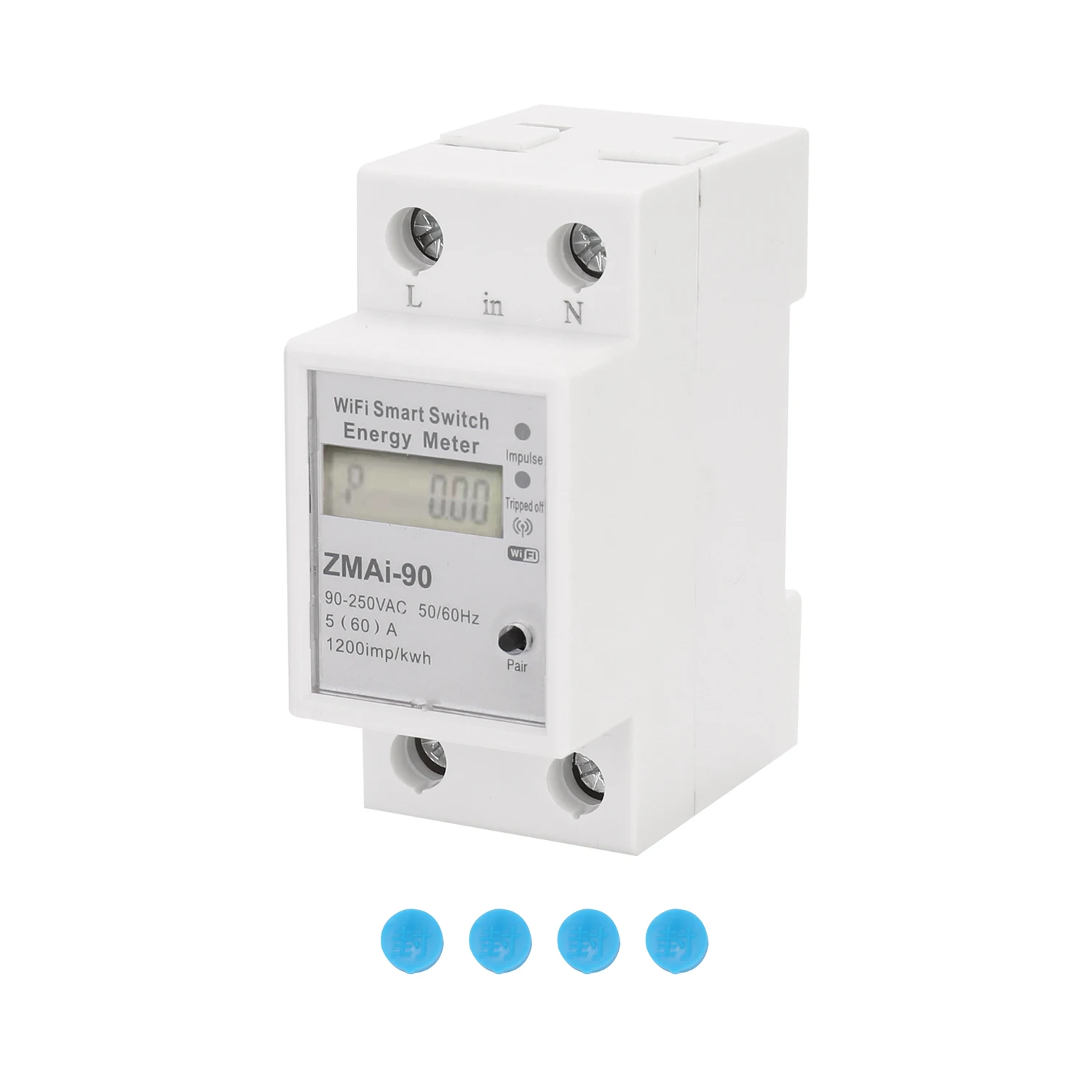 

Single-Phase Din Rail Wifi Smart Energy Meter Power Consumption Kwh Meter Wattmeter Support Tuya App Control Alexa Google Home