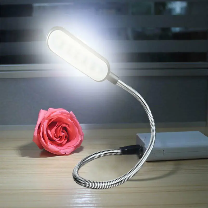 Фото Портативный USB-ночник для чтения с 4 светодиодами, настольная лампа белого/теплого цвета для ноутбука, внешнего аккумулятора, ноутбука, ПК, к... №5