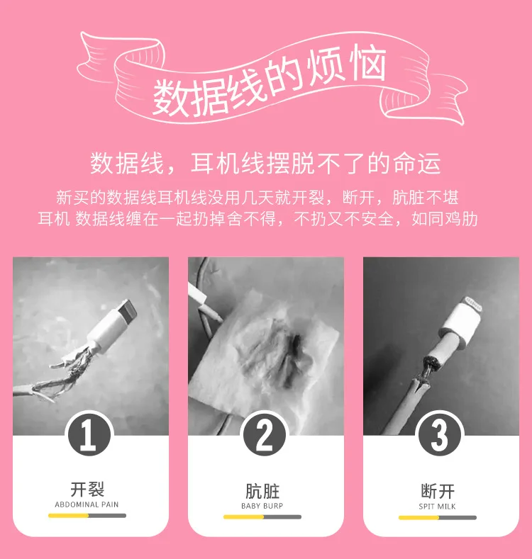 Мультфильм USB кабель наушники протектор набор с намоткой кабеля мультфильм стикер USB зарядное устройство протектор сердцевины кабеля для iphone 6 7P 8