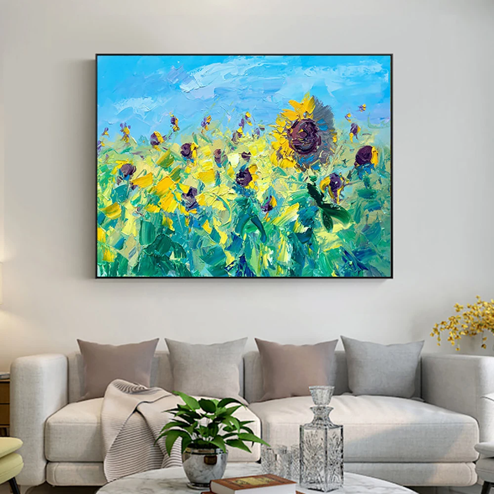 

Abstract Sunflower Handmade Oil Painting On Canvas Wall Art Picture Abstract Flower Oil Painting Living Room Bedroom Decoration