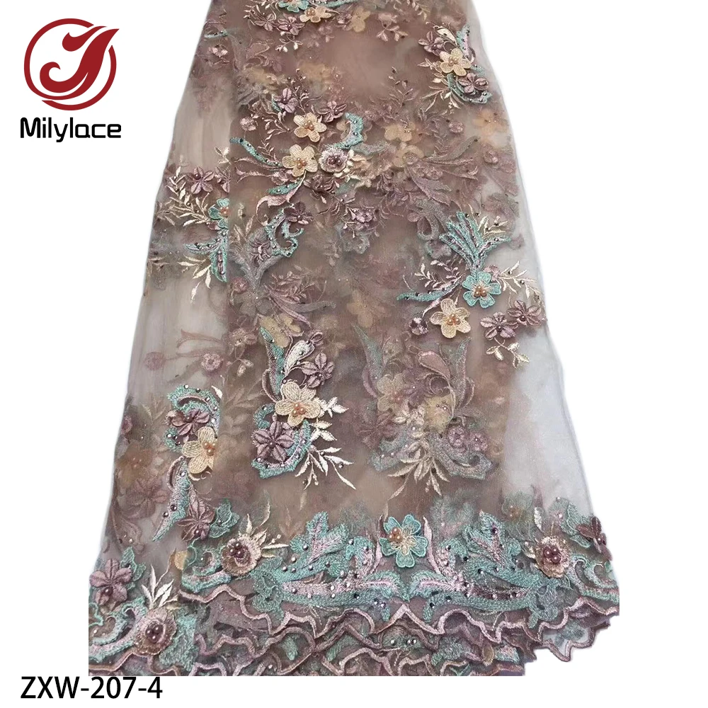 Delicate Embroidery 3D Flower Lace Fabric 2019 High Quality French Tulle Mesh for Wedding Dress ZXW-207 | Дом и сад