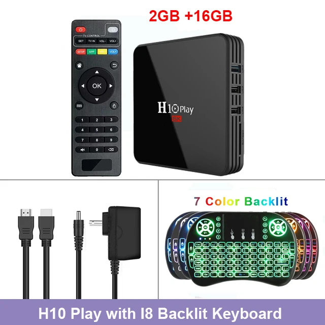 2GB 16GB I8 H10 Play tv Box Android 9,0 4 ГБ 32 ГБ 64 Гб Smart tv BOX Allwinner H6 четырехъядерный 6K HDR 2,4 ГГц Wifi Google плеер телеприставка - Цвет: 2GB 16GB I8