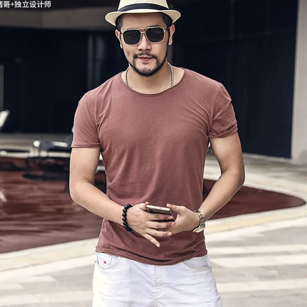 2022 летняя новая мужская футболка с коротким рукавом из гофрированного хлопка