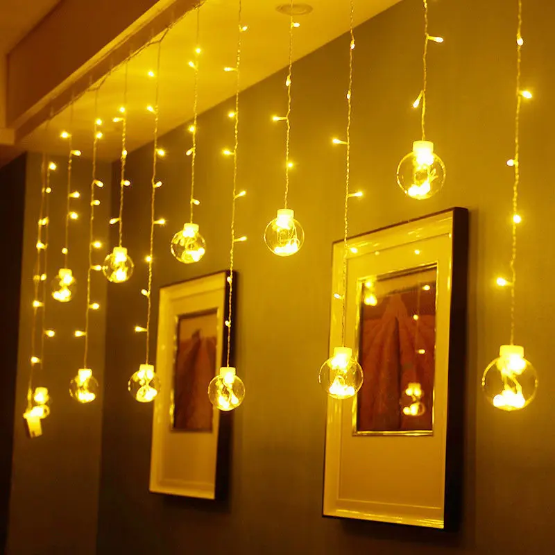 

Curtain Fairy String Lights LED Wishing ball Lamp Christmas Lights Garland Outdoor For Home Wedding Party Garden Window Decor
