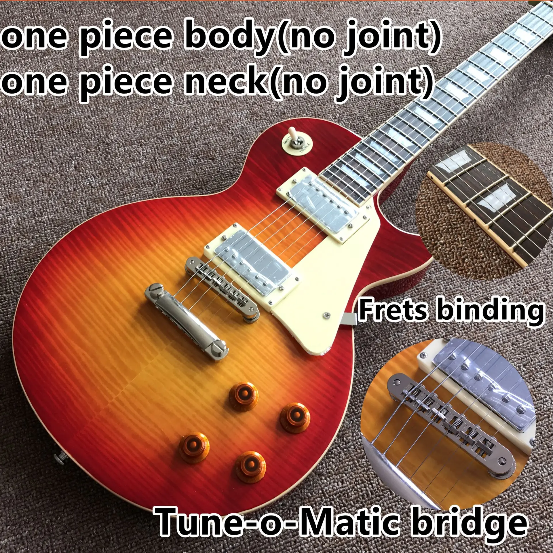 

Standard Electric Guitar 1959 R9 one piece neck one piece body honey color Tiger flame Tune-o-Matic bridge Frets binding.