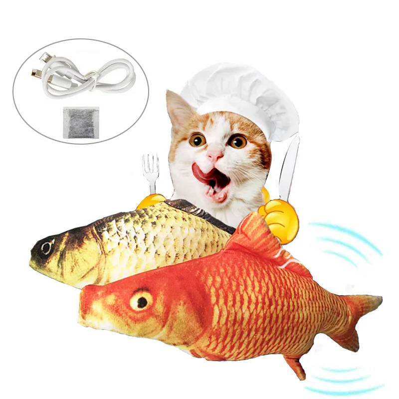 

Electric Cat Toy Fish and Simulation Catnip USB Charging Pet Swing Interactive Dancing and Plush Cats Dog Chew Bite Toys