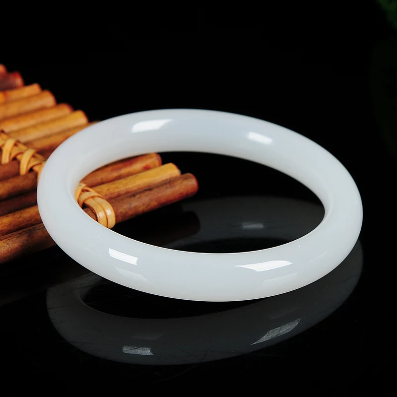 Подлинная натуральная Афганская белая Нефритовая браслет женский 53-64 мм