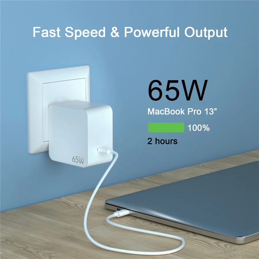 

USB C Charger 65W PD Charger GaN Wall Charger Adapter for MacBook Pro iPad Pro , iPhone 12 11 Mini Pro Max X XS XR 8