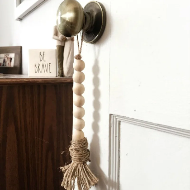 Деревянная гирлянда из бусин с джутовыми кисточками молитвенные бусины ручной