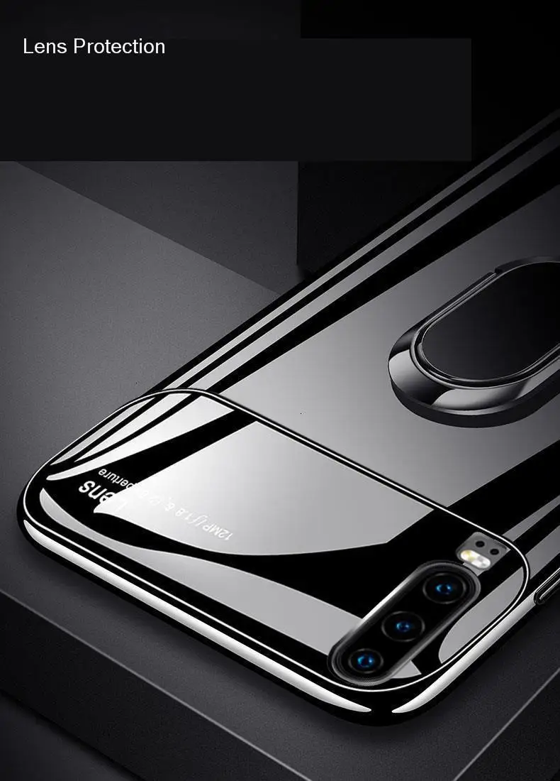 Жесткий чехол из поликарбоната с закаленным стеклом для телефона Huawei P30 P20 Mate 20 Pro