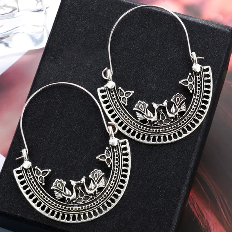 G antique silver Индийские Jhumka серьги «Слоник» цыганские ювелирные изделия в стиле ретро этнические бусины в античном стиле висячие серьги с кисточками для женщин богемный подарок - Окраска металла: G antique silver