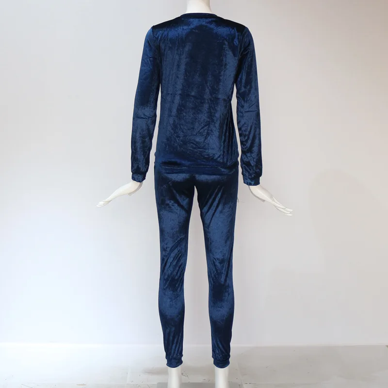 Women Autumn Long sleeved High Collar Two peice sets Sequin Tracksuit Solid Color Warm Clothes | Женская одежда