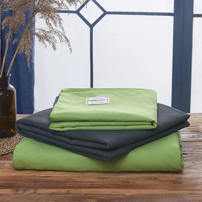 Solid Color Bedding Set Cotton Sanding Double Spell 4pcs Bed Sets Bedclothes Duvet Cover Sheets Pillowcase Comfortable Coverings | Дом и сад
