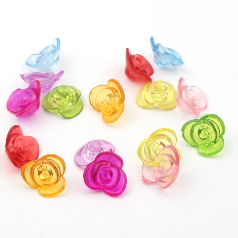 

50 шт./лот разноцветные акриловые цветочные бусины, прозрачные свободные бусины-разделители для изготовления ювелирных изделий, браслетов, ...