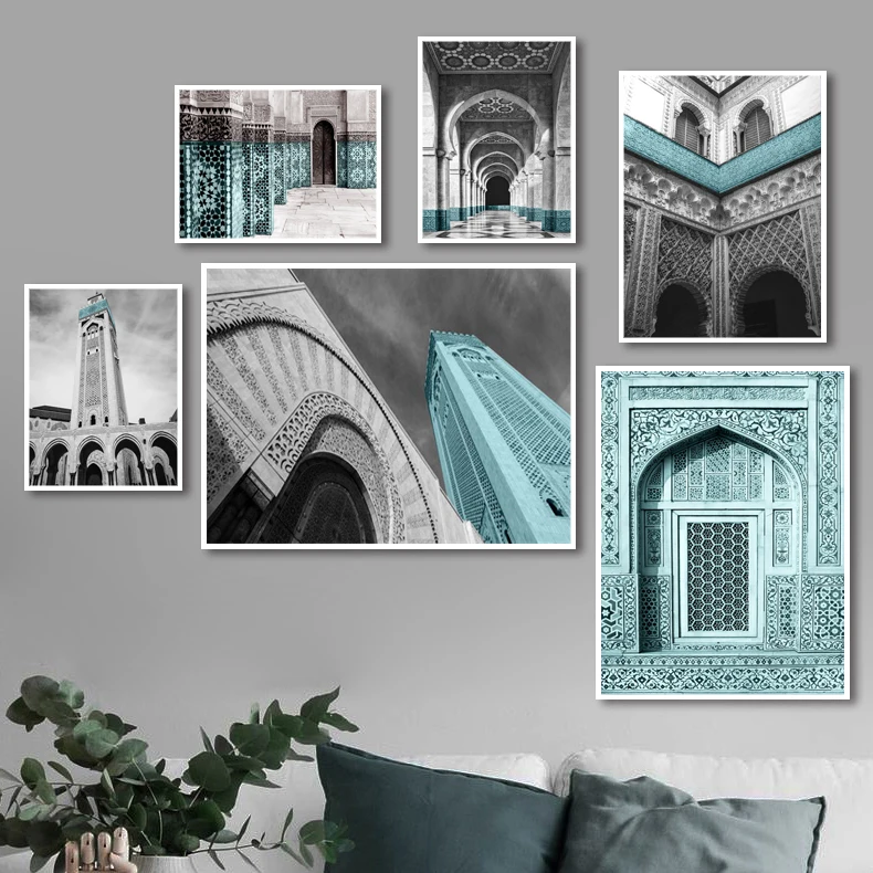 Марокканская АРКА холст живопись исламские здания настенный плакат мечеть сабр