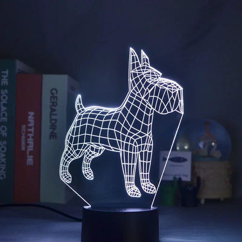 

Детский 3d-ночник с геометрическим рисунком бульдога, Светодиодный настольный светильник, декор для комнаты, светильник с лавовой основой
