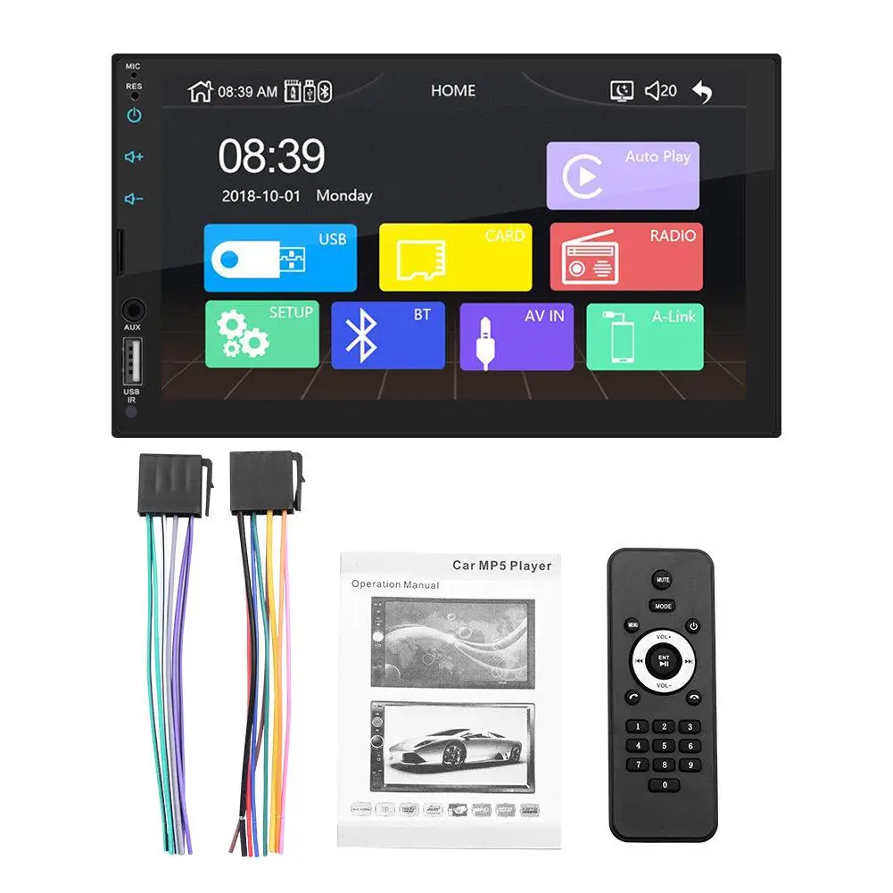 Автомагнитола 2 DIN с 7-дюймовым сенсорным экраном Bluetooth MP5 плеером для Android/IOS
