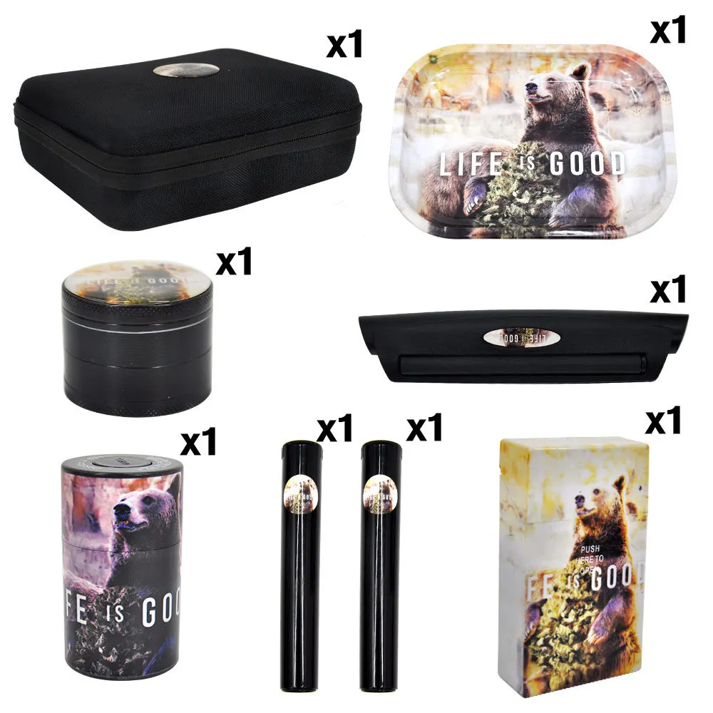 

Cool Smoking Set Cigarette Maker Cigarette Grinding Tray Tube Cigarette Case Tobacco Storage Jar Smoking Set Gift Men