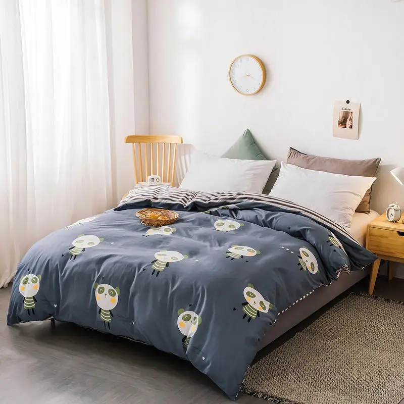 1Pc Comforter Covers Cartoon Style Panda Double Print funda nordica for Kids Queen/King Size 220x240 Bedroom |