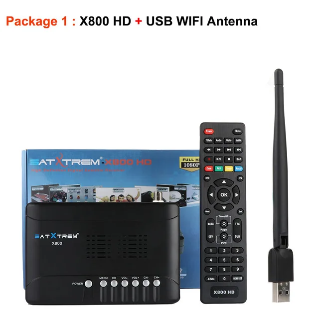 x800 and wifi Satxtrem X800 HD спутниковый ТВ приемник Поддержка MT7601 Wifi Cccam рецептор Azamerica цифровой полный 1080P ТВ Тернер приемник - Цвет: x800 and wifi