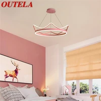 outela nordic pendant lights pink crown modern luxury led lamp fixture for home decoration
