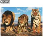 Картина 5d с изображением тигра и леопарда, квадратнаякруглая, алмазная картина льва, бриллиантовая мозаика с животным, алмазная вышивка, стикер для рукоделия