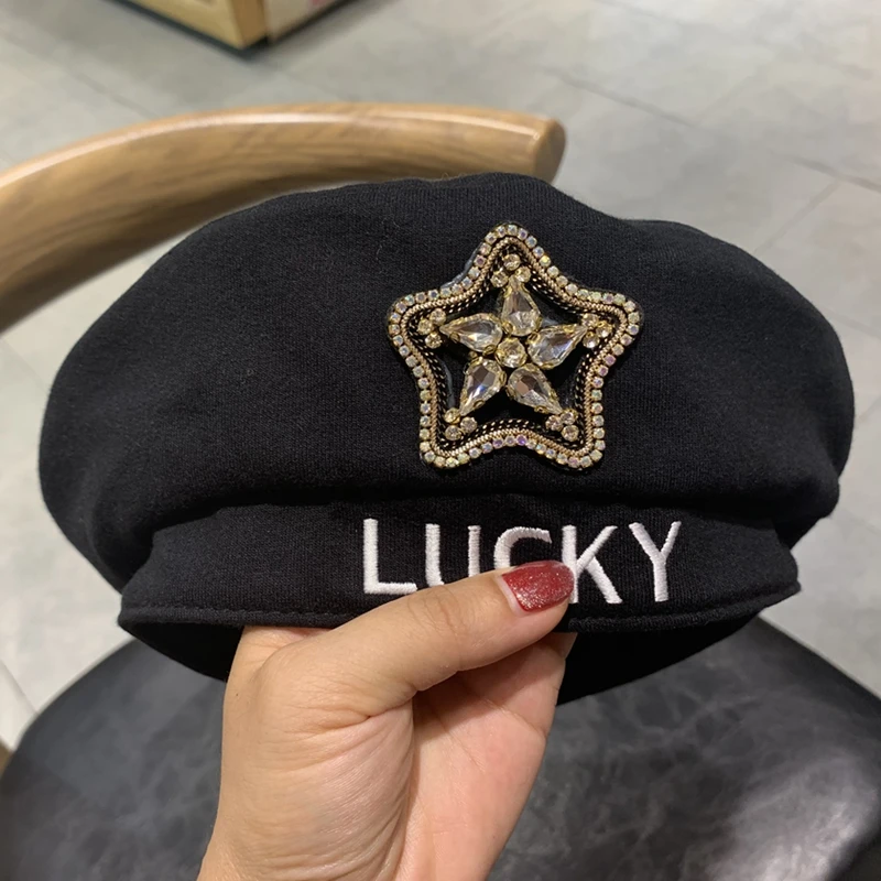 2020 LUCKY Beret Fashion Casual Cotton Hat Women Winter Retro Beanie Caps Boinas Para Mujer Ladies Hats | Аксессуары для одежды