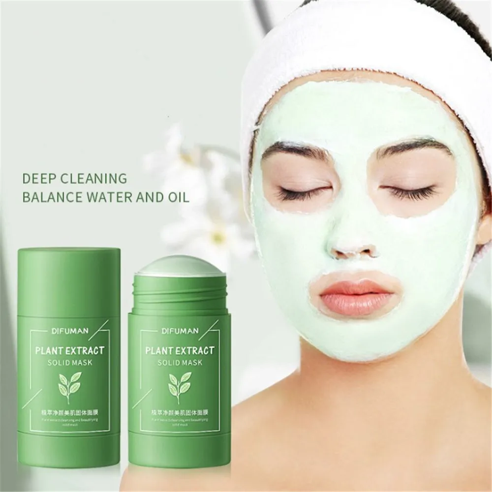 

Green Tea Deep Cleansing Mud Mask Oil Control Anti-acne Eggplant Solid Masks Purifying Clay Stick Mask Moisturizing Skin Care