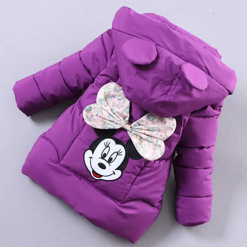 Детская пуховая одежда с мультяшным рисунком хлопковой подкладкой для девочек